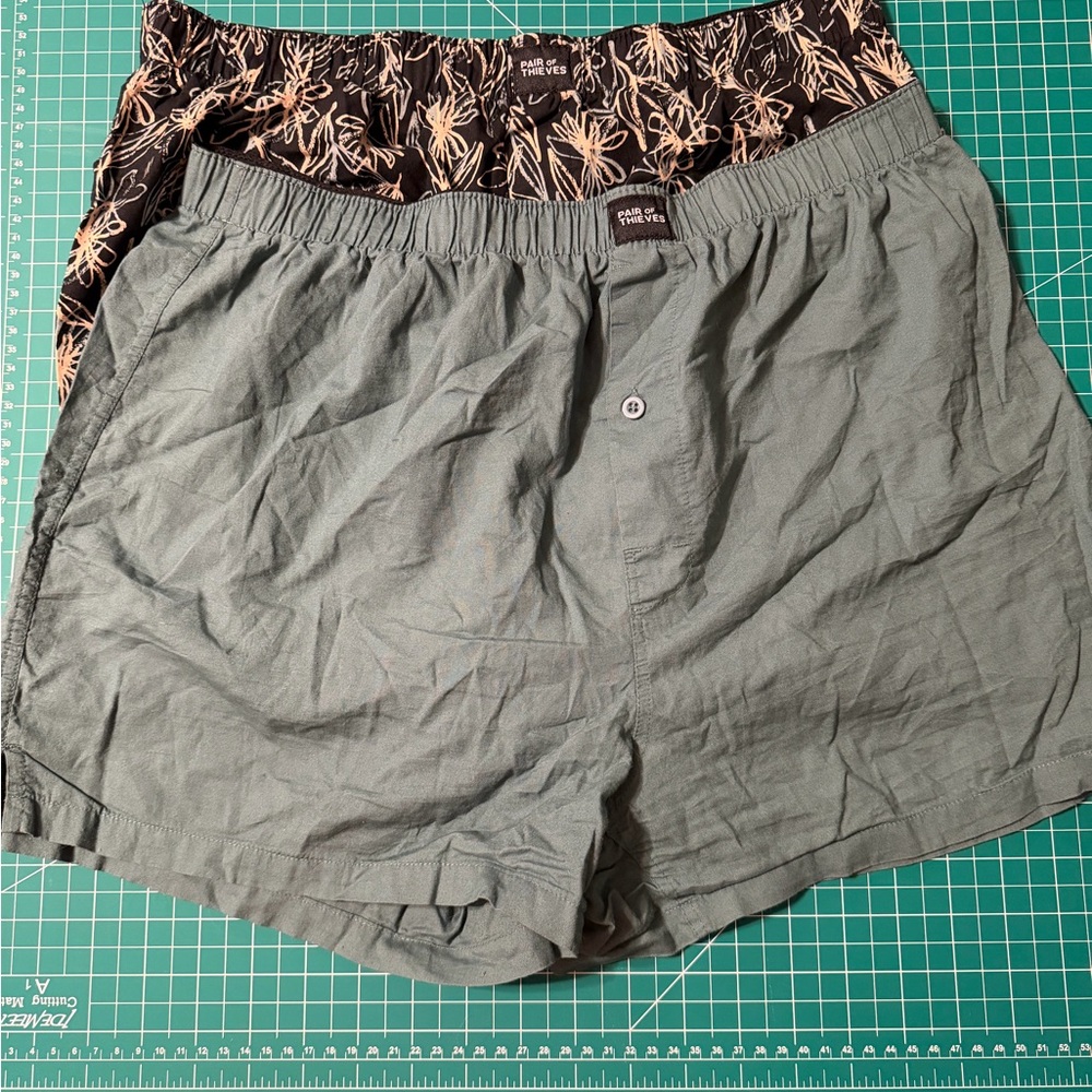 Pair of Thieves Green and Black Print Boxer Shorts